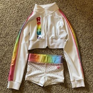 REBEL ATHLETIC RAINBOW CROPPED JACKET BLING SHORTS